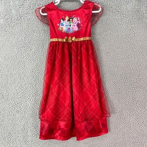 Disney Princess Nightgown Toddler 4T Red Plaid Mesh Holiday Dress Sleepwear